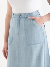 Tencel Utility Skirt Light Wash