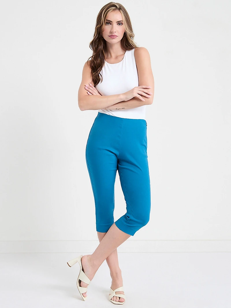 Audrey Skinny Capri Pant White Stripe
