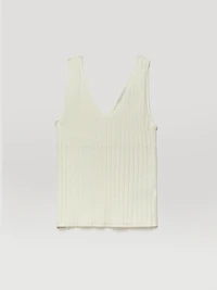 Ribbed V-Neck Tank Top Blanc de