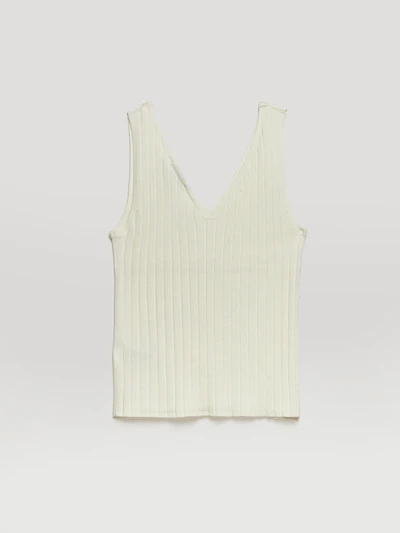 Ribbed V-Neck Tank Top Blanc de
