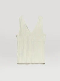 Ribbed V-Neck Tank Top Blanc de