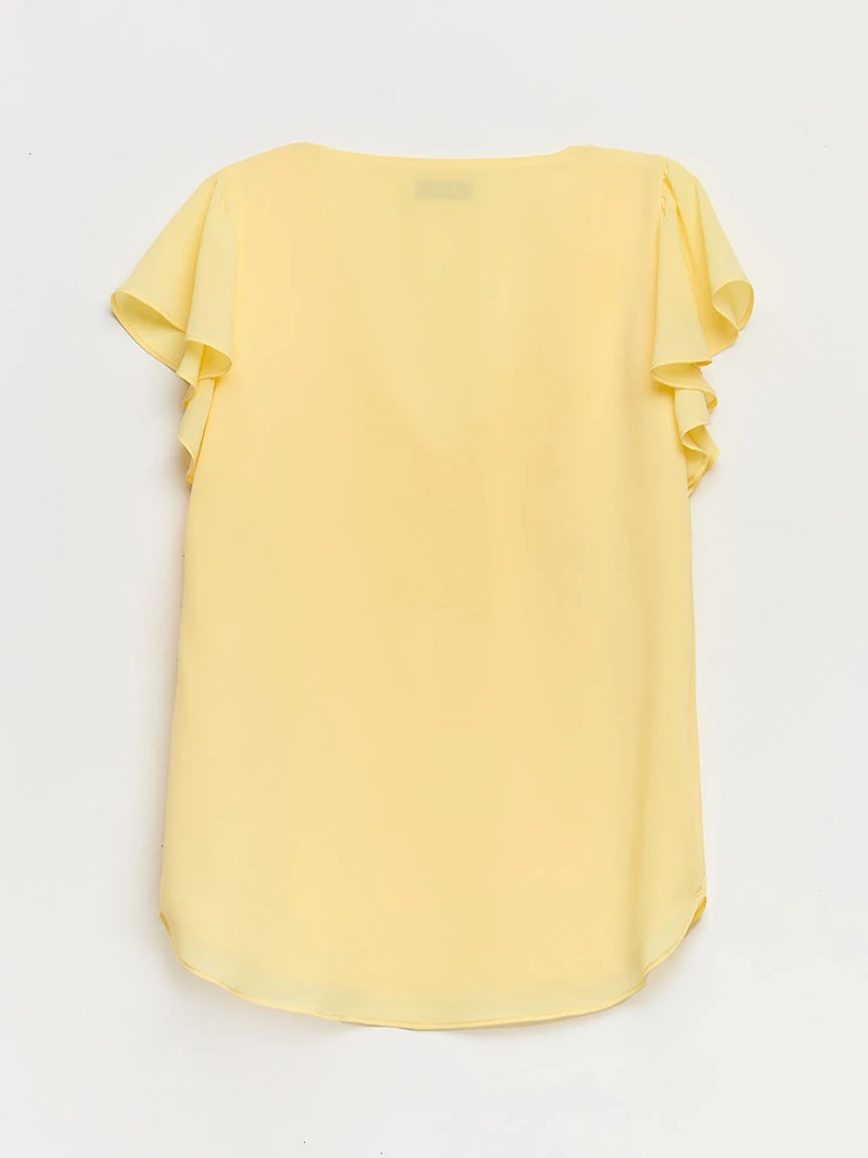 Flutter Sleeve Blouse Pale Banana
