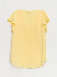 Flutter Sleeve Blouse Pale Banana