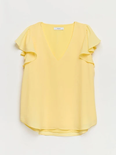 Flutter Sleeve Blouse Pale Banana