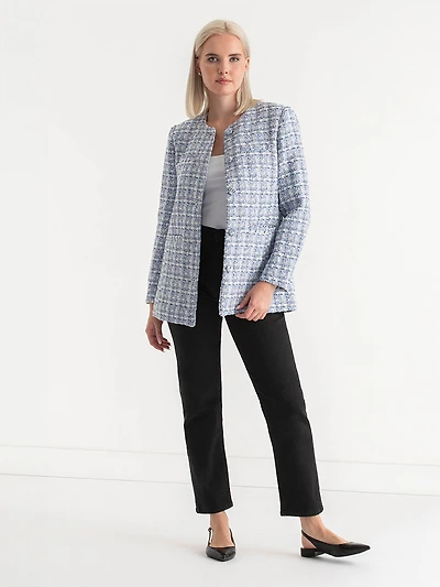 Blue Mix Long Boucle Jacket