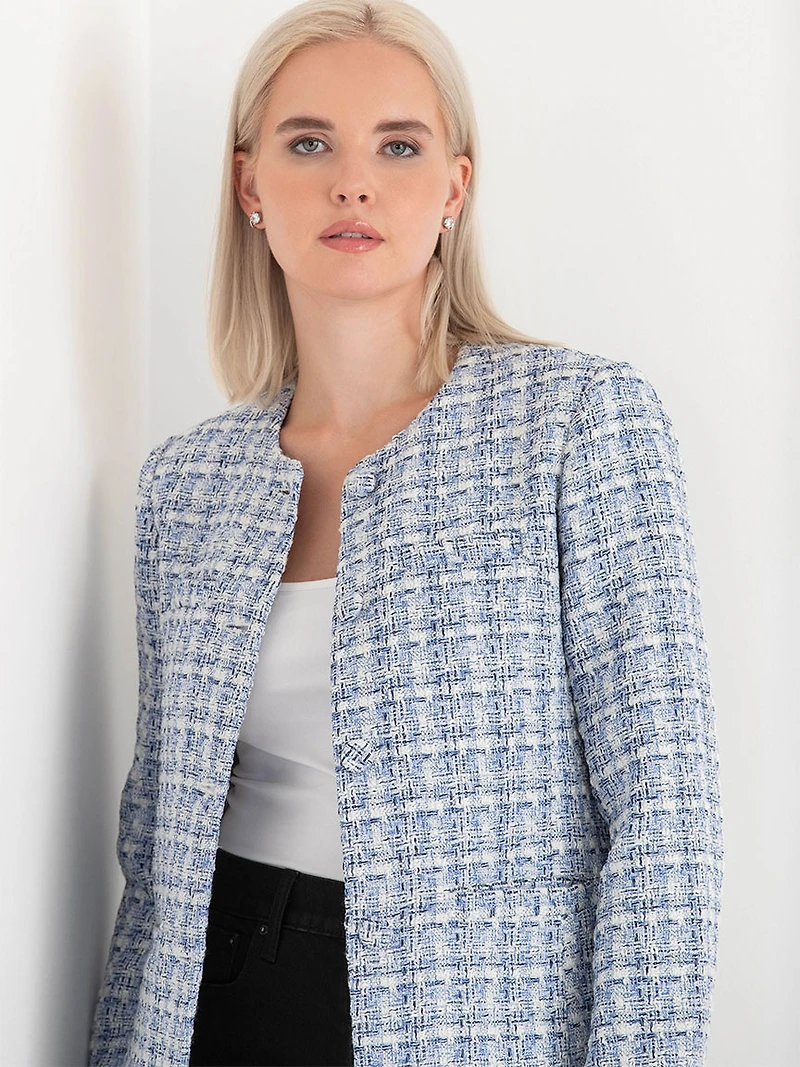 Blue Mix Long Boucle Jacket