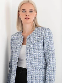 Blue Mix Long Boucle Jacket