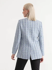 Blue Mix Long Boucle Jacket