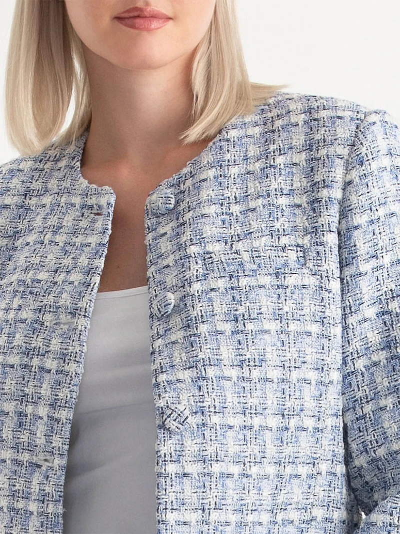 Blue Mix Long Boucle Jacket