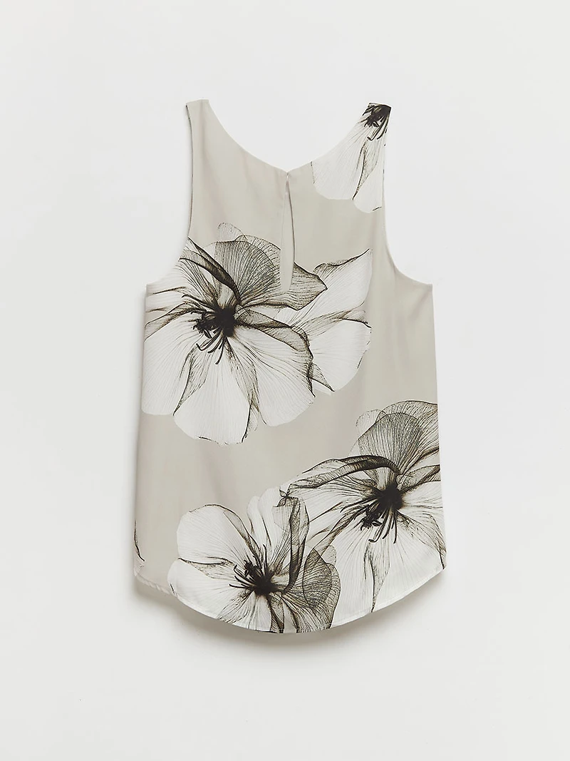 Paulina Pleat Neck Sleeveless Blouse Inky Florals