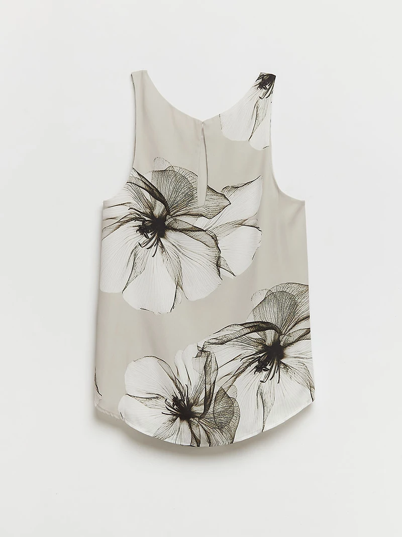 Paulina Pleat Neck Sleeveless Blouse Inky Florals