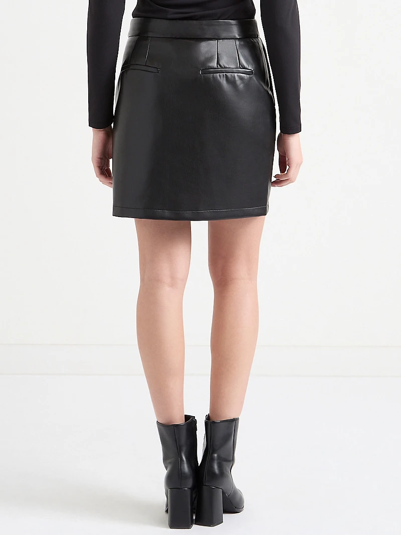 Black Faux Leather Mini Skirt