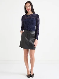 Black Faux Leather Mini Skirt