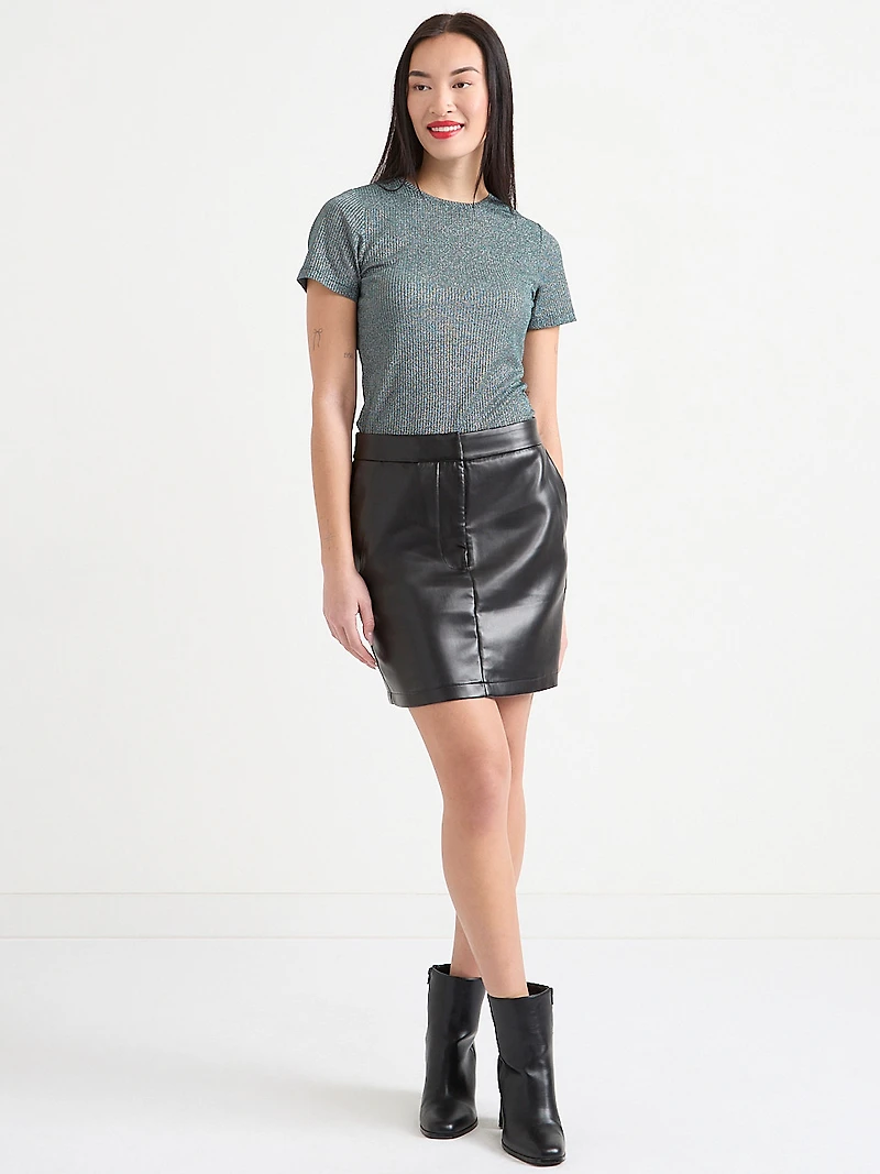 Black Faux Leather Mini Skirt
