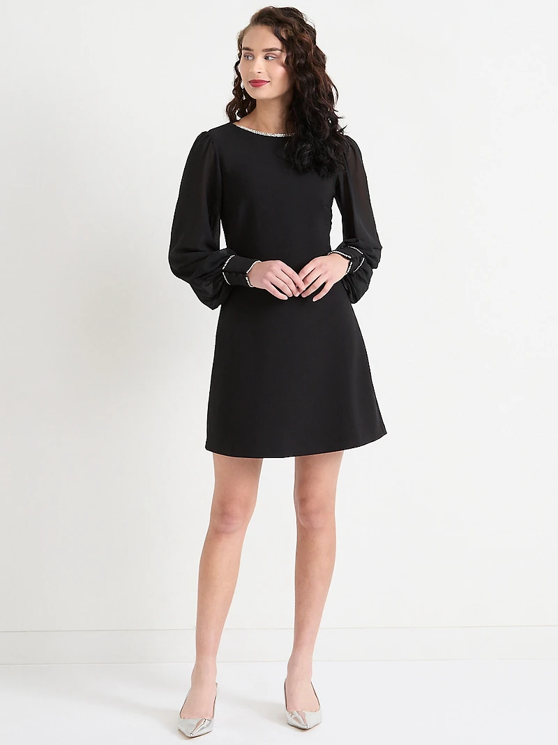 Diamonte Bow A-Line Mini Dress