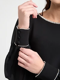 Diamonte Bow A-Line Mini Dress