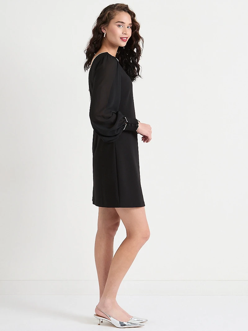 Diamonte Bow A-Line Mini Dress