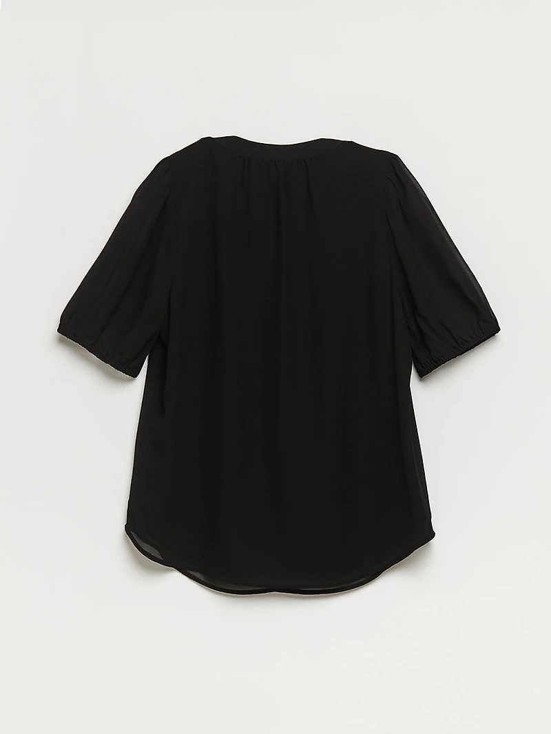 Stacey Short Sleeve Blouse with Button Detail