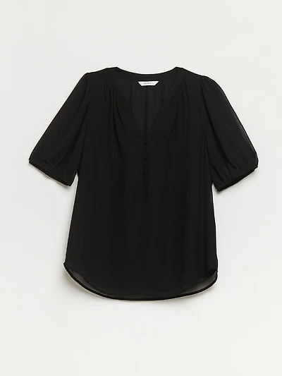 Stacey Short Sleeve Blouse with Button Detail
