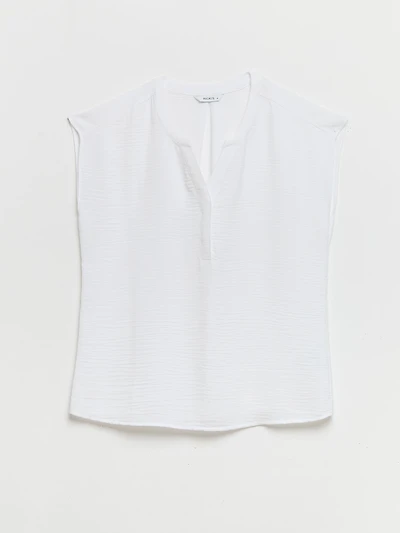 Linny Extend-Sleeve Henley Blanc de