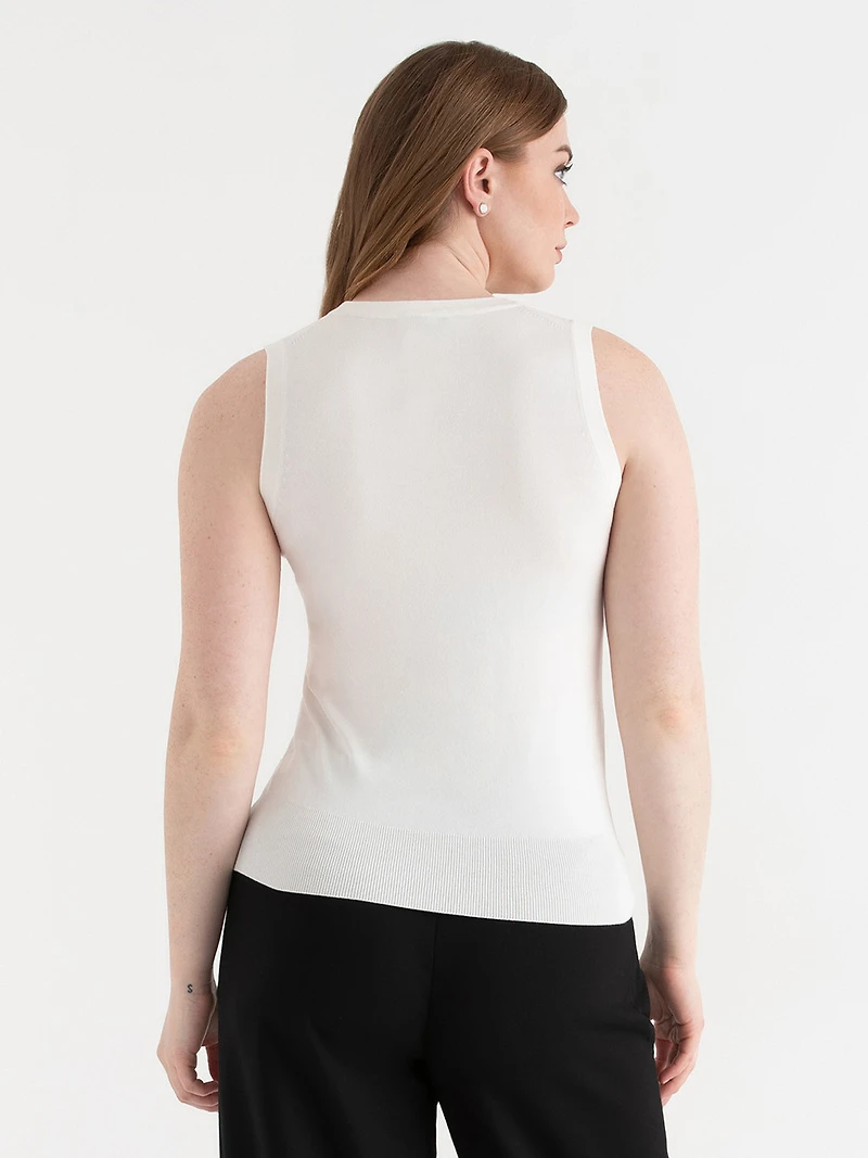 Sleeveless Layering Sweater Tank Blanc/Black Stripe