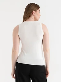 Sleeveless Layering Sweater Tank Blanc/Black Stripe