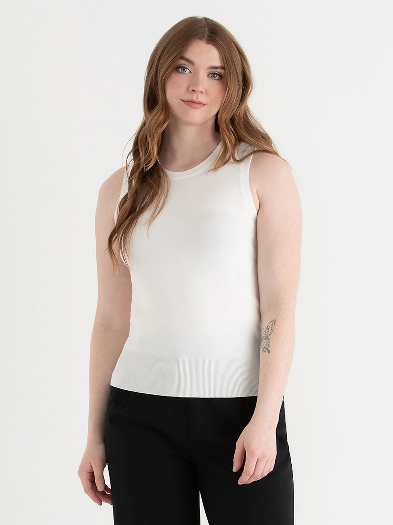 Sleeveless Layering Sweater Tank Blanc/Black Stripe