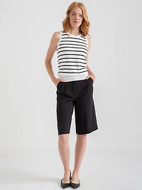 Sleeveless Layering Sweater Tank Blanc/Black Stripe