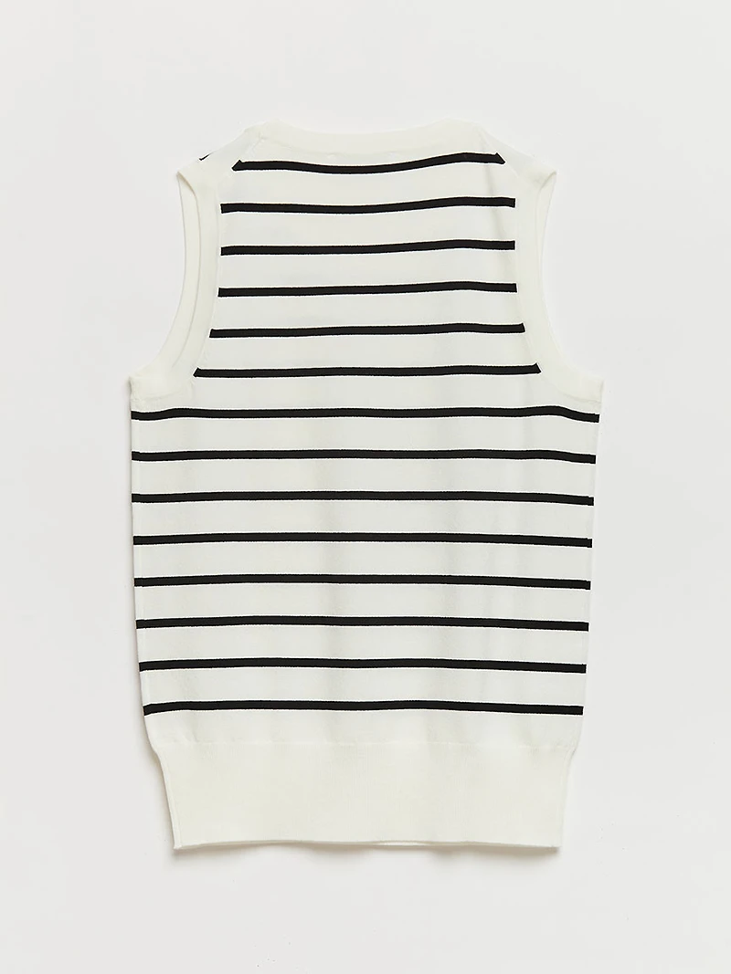 Sleeveless Layering Sweater Tank Blanc/Black Stripe