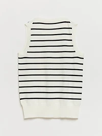 Sleeveless Layering Sweater Tank Blanc/Black Stripe