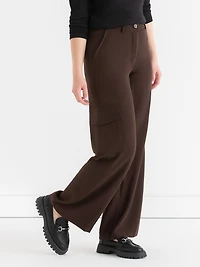Cargo Wide Leg Crepe Pant Coffee Bean