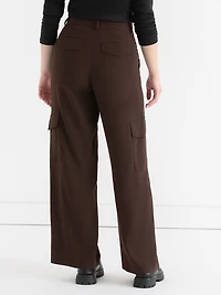 Cargo Wide Leg Crepe Pant Coffee Bean