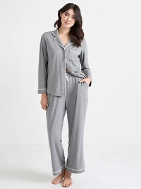 Button Down Top & Full Pant PJ Set