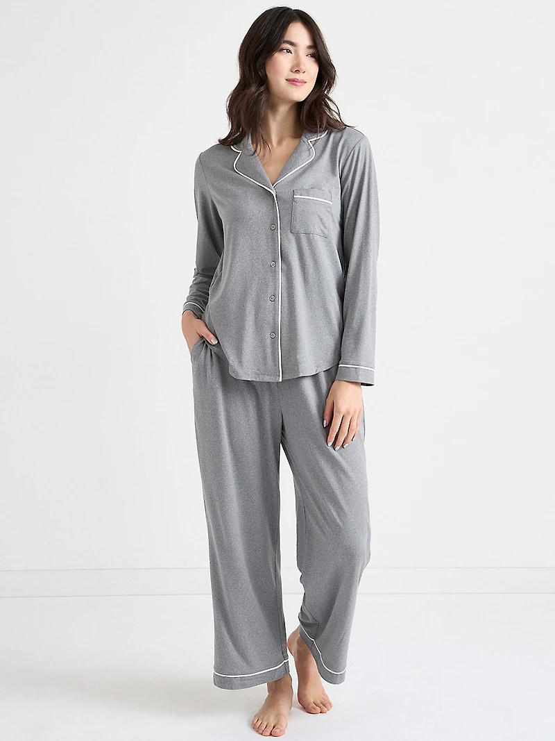 Button Down Top & Full Pant PJ Set