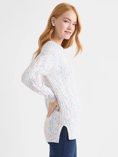 Confetti Cable Knit Tunic Sweater
