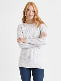 Confetti Cable Knit Tunic Sweater