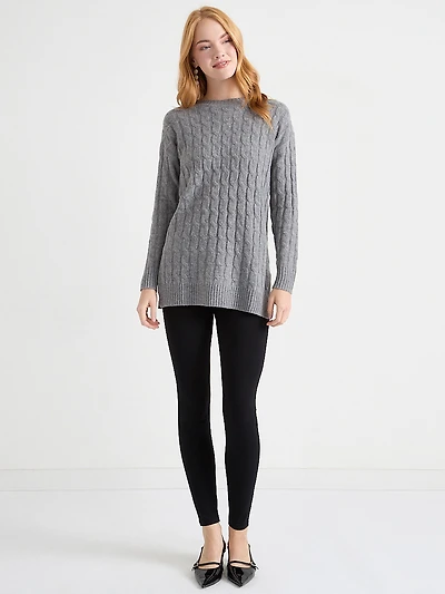 Crew Neck Cable Knit Tunic
