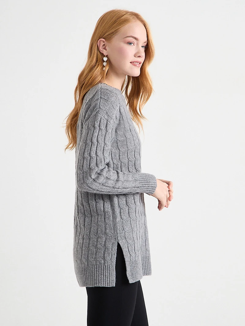 Crew Neck Cable Knit Tunic