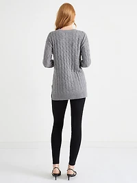 Crew Neck Cable Knit Tunic
