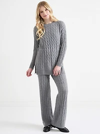 Crew Neck Cable Knit Tunic