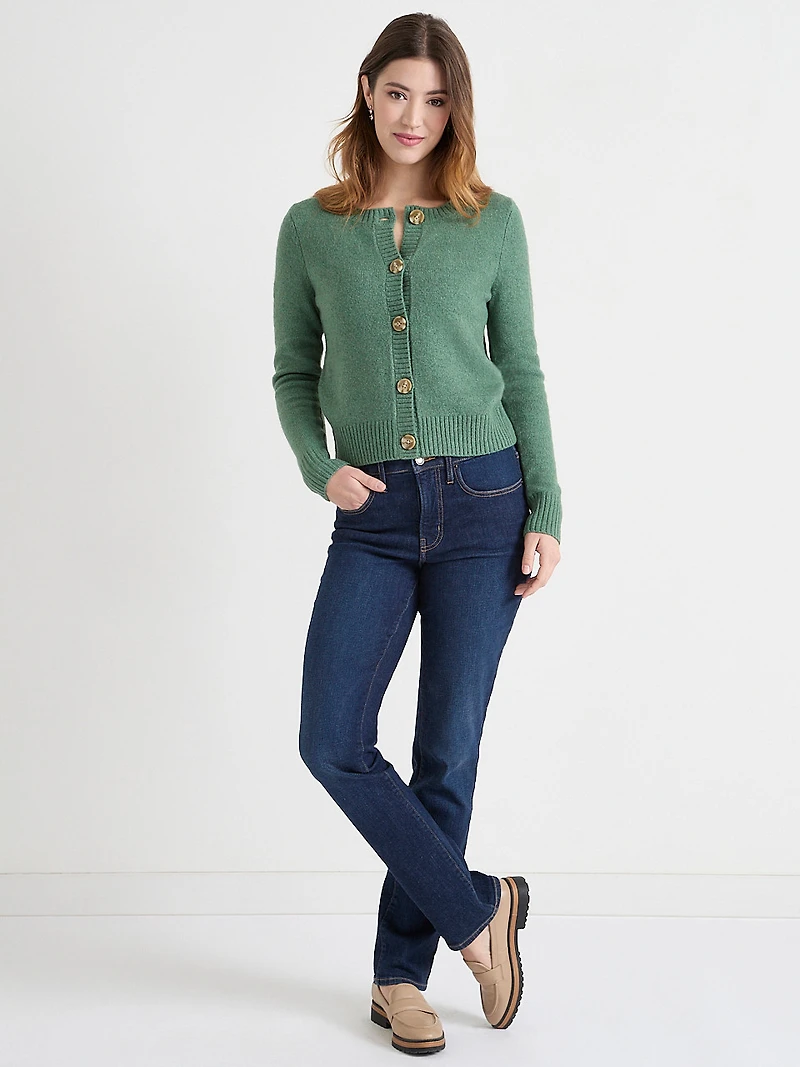 Crew Neck Cardigan Sweater