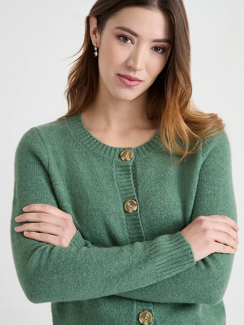 Crew Neck Cardigan Sweater