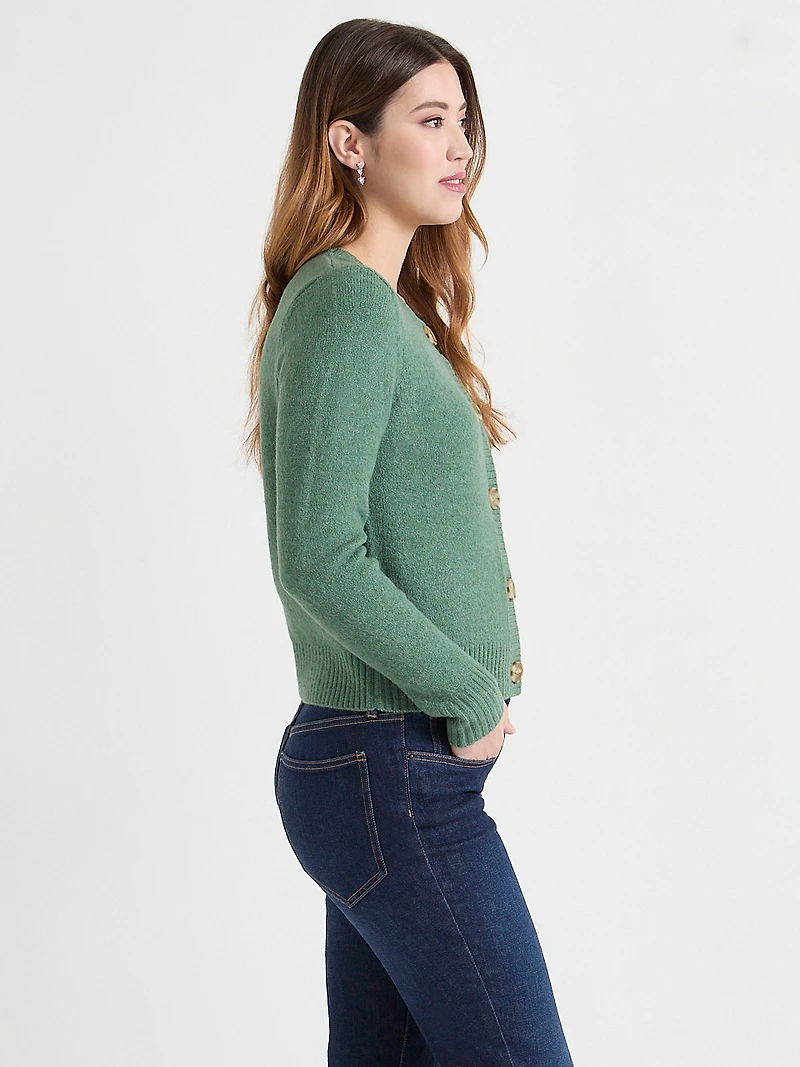 Crew Neck Cardigan Sweater
