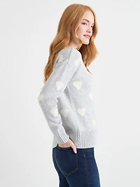 Crew Neck Knit Heart Sweater