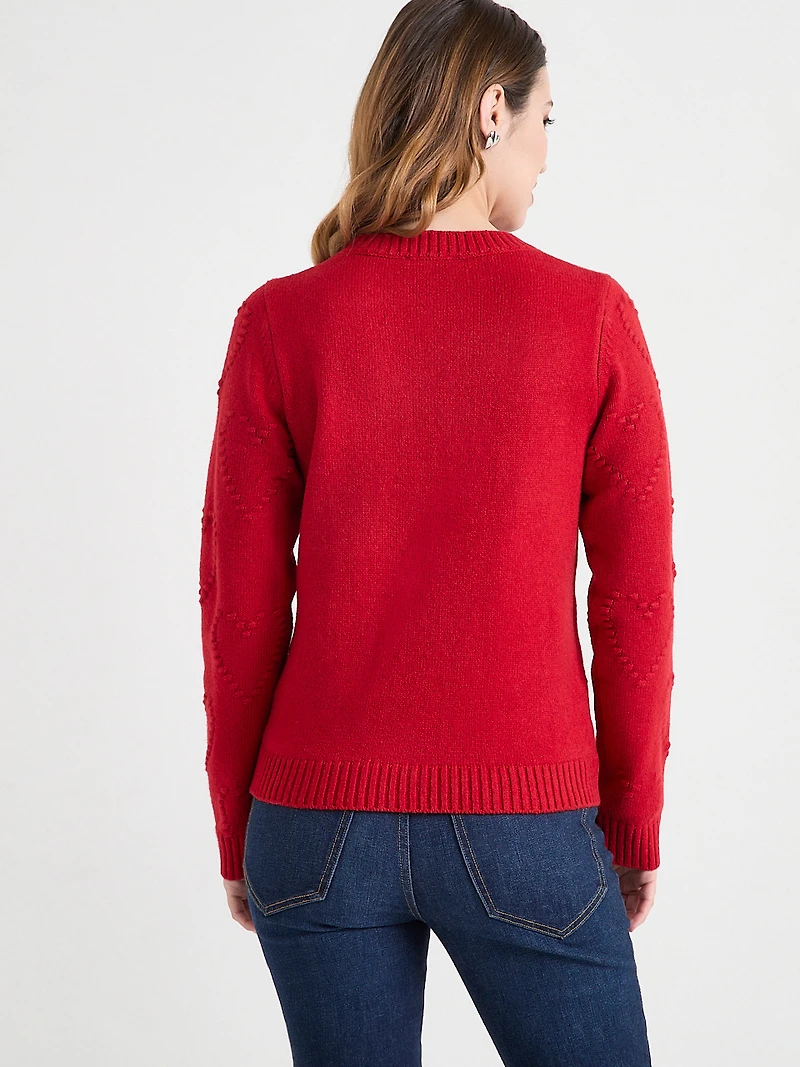 Crewneck Pompom Heart Sweater