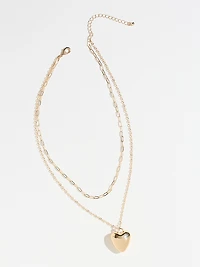 Double Layer Chain with Heart Pendant