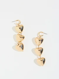 Long Heart Dangle Earrings