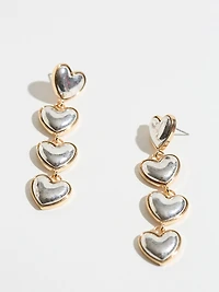 Mixed Metal Heart Dangle Earrings