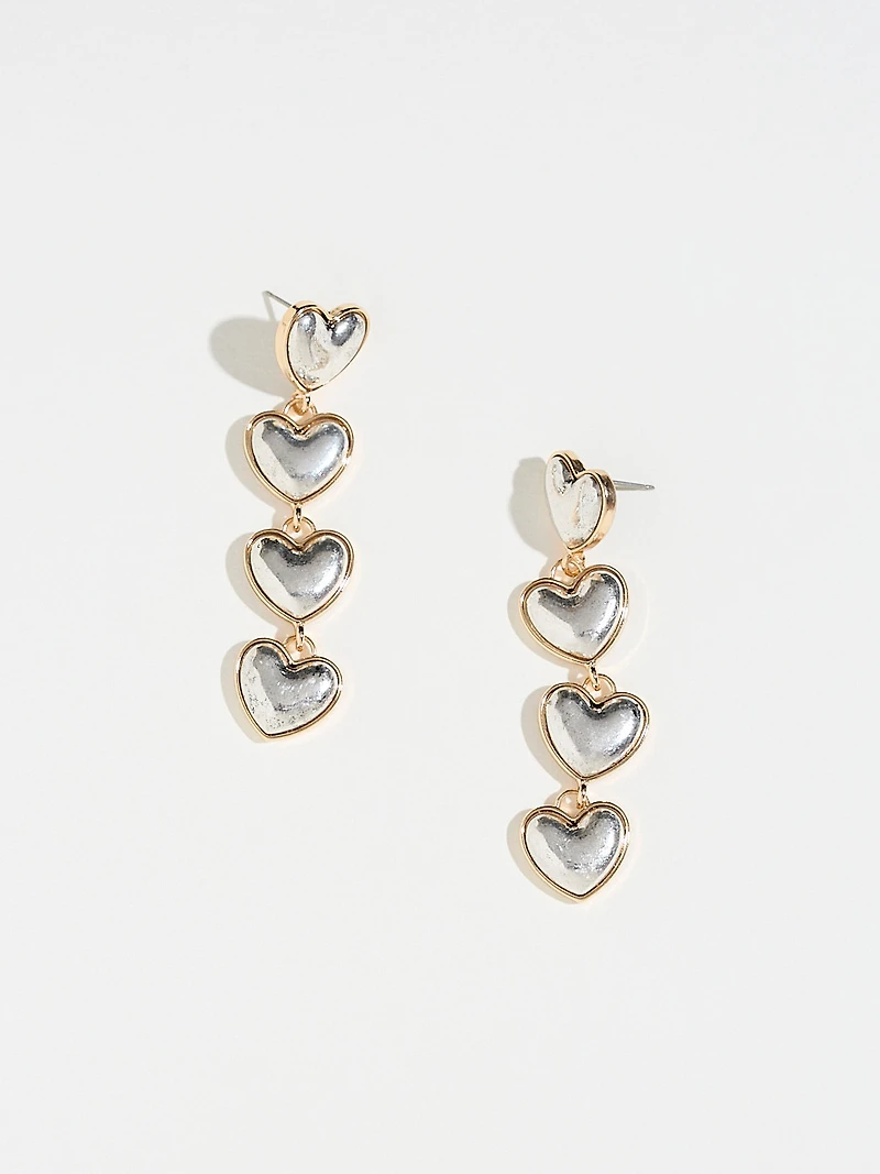 Mixed Metal Heart Dangle Earrings