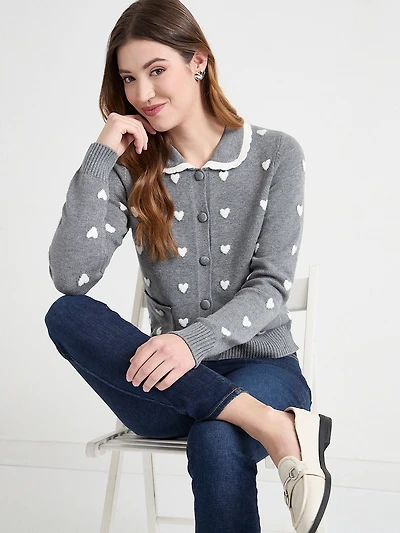 Pan Collar Cardigan Sweater